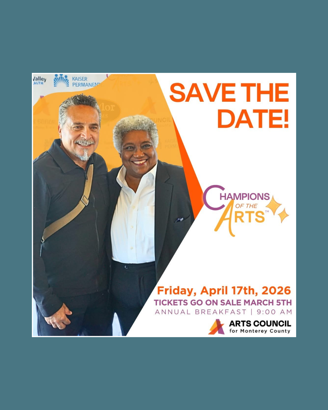 Arts Council for Monterey County is hosting an annual breakfast and selling tickets on March 5th for Friday, April 17th.
