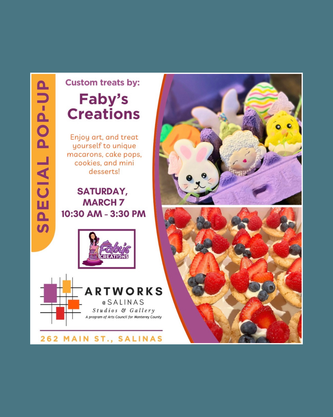Faby's Creations special pop-up for everybody who enjoys art and desserts.