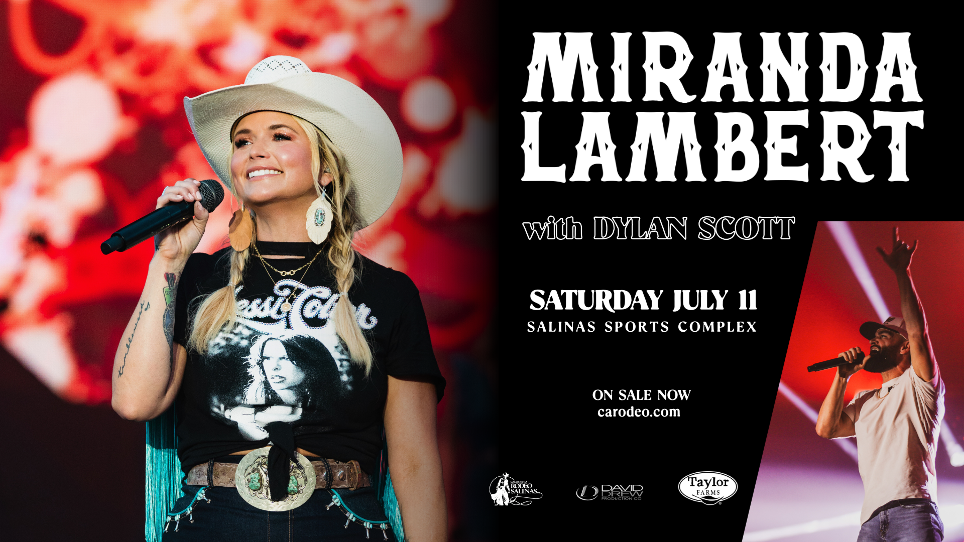 Miranda lambert will be performing at the Salinas Sports Complex July 11, 2026 at 7pm