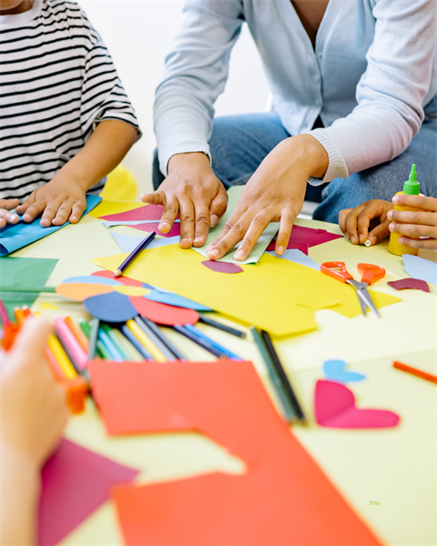 Stock Image of kids doing crafts 