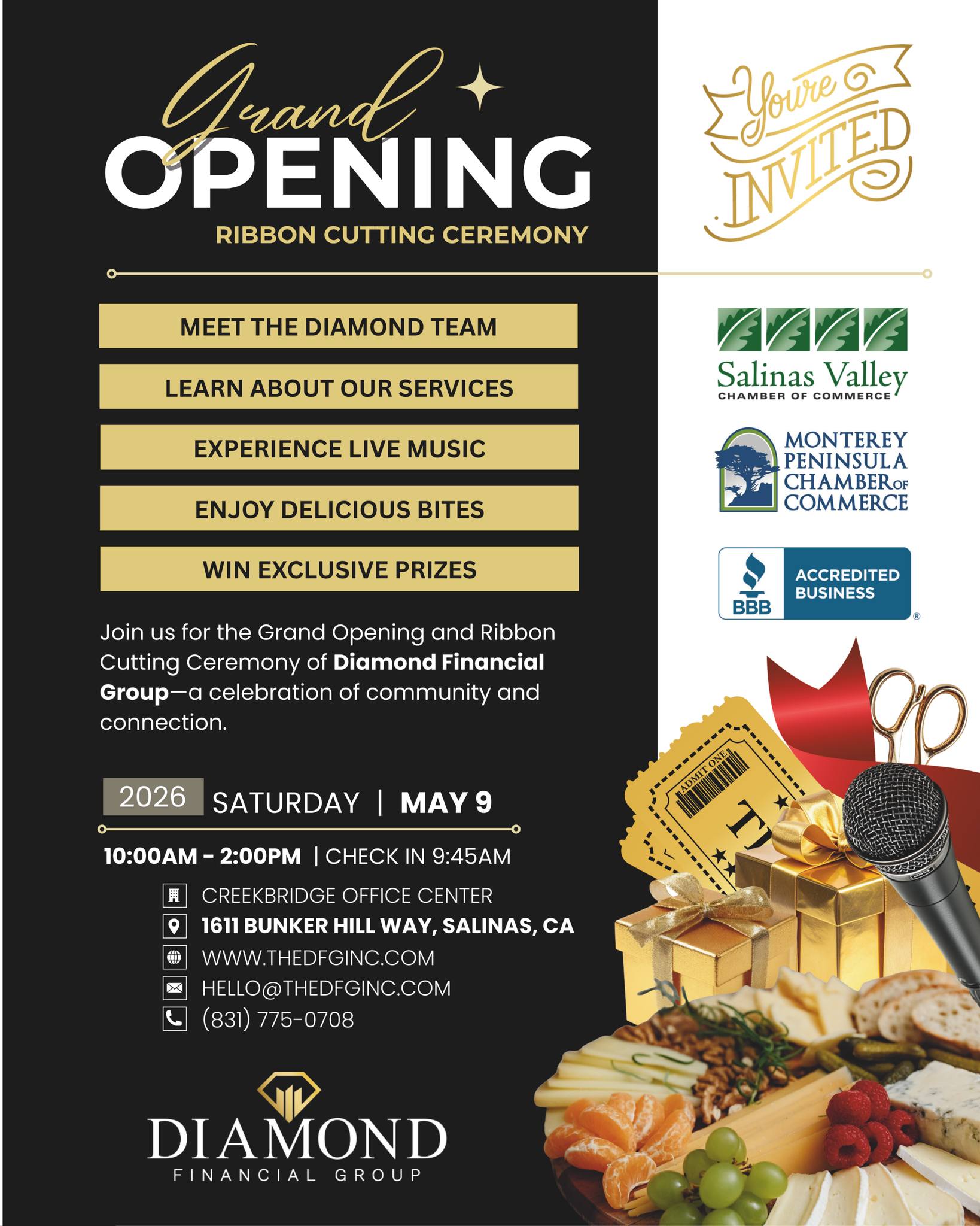 Join us for the ribbon cutting ceremony of Diamond Financial Group on May 9th, 2026.