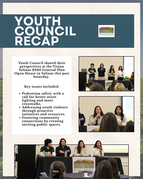 City of Salinas Youth Council attends the Vision Salinas 2040 on March 7th, 2024 where they discussed about traffic safety, youth violence and created community connections.