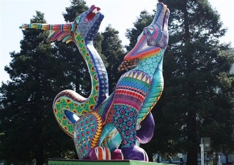 Image of two sculptures from the art exhibit 