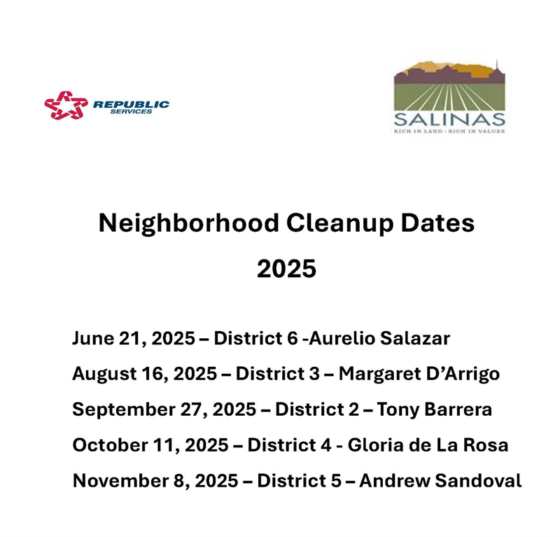Neighborhood Cleanup Dates