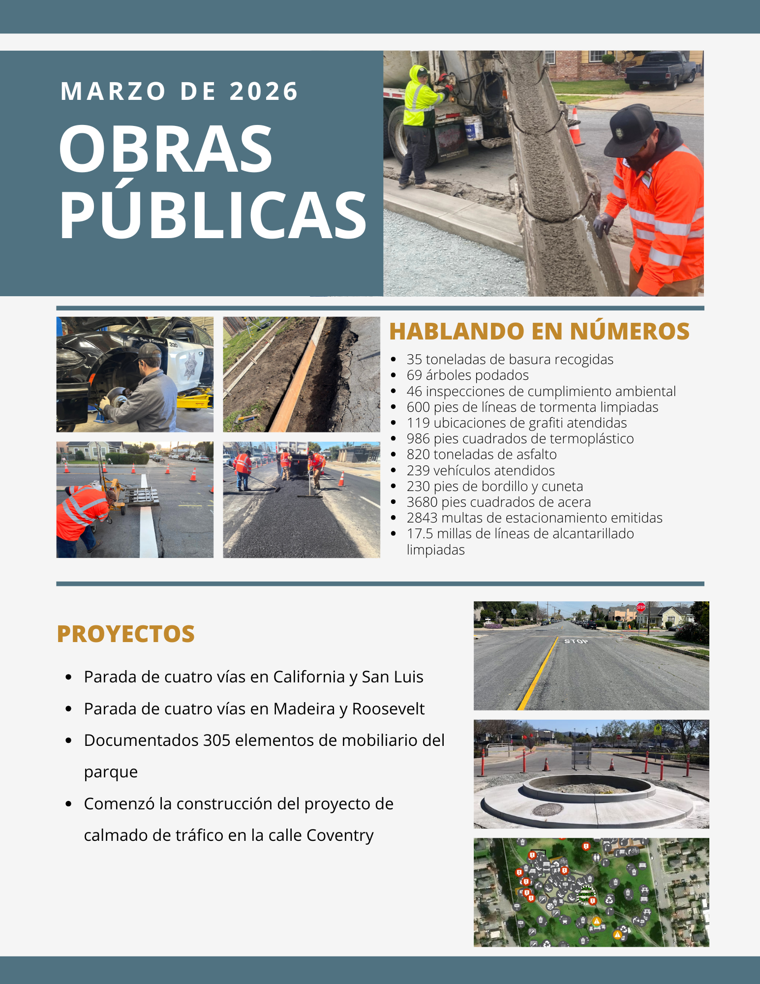 Public Works Snapshot with images and achievements in spanish