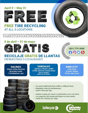 Free Tire Recycling April 5-May 31